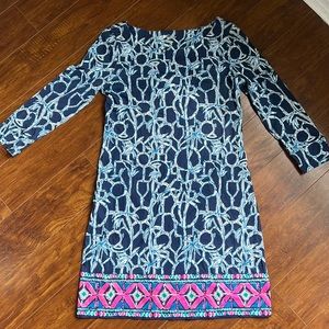 Lilly Pulitzer Hollee Dress High Tide Navy Lucky Bamboo size small